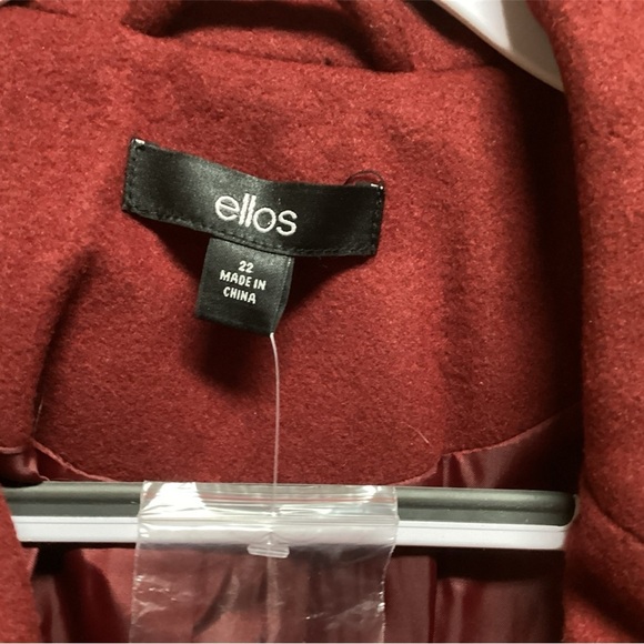 WOMENS ELLOS WOOL BLEND PEA COAT IN WINE. SIZE 22 - Picture 5 of 5